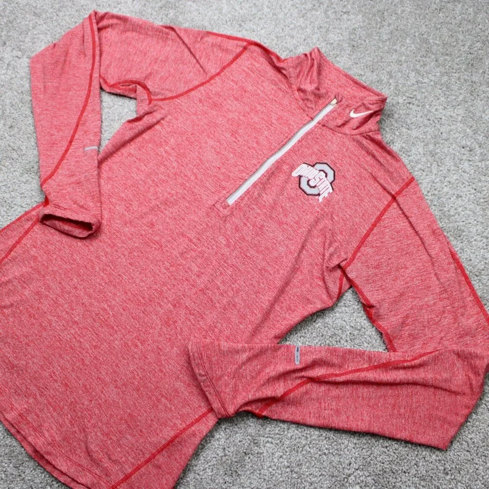 Nike Element Ohio State‎ Sweatshirt Mens Small Red Dri-Fit 1/4 Zip L/S Pullover